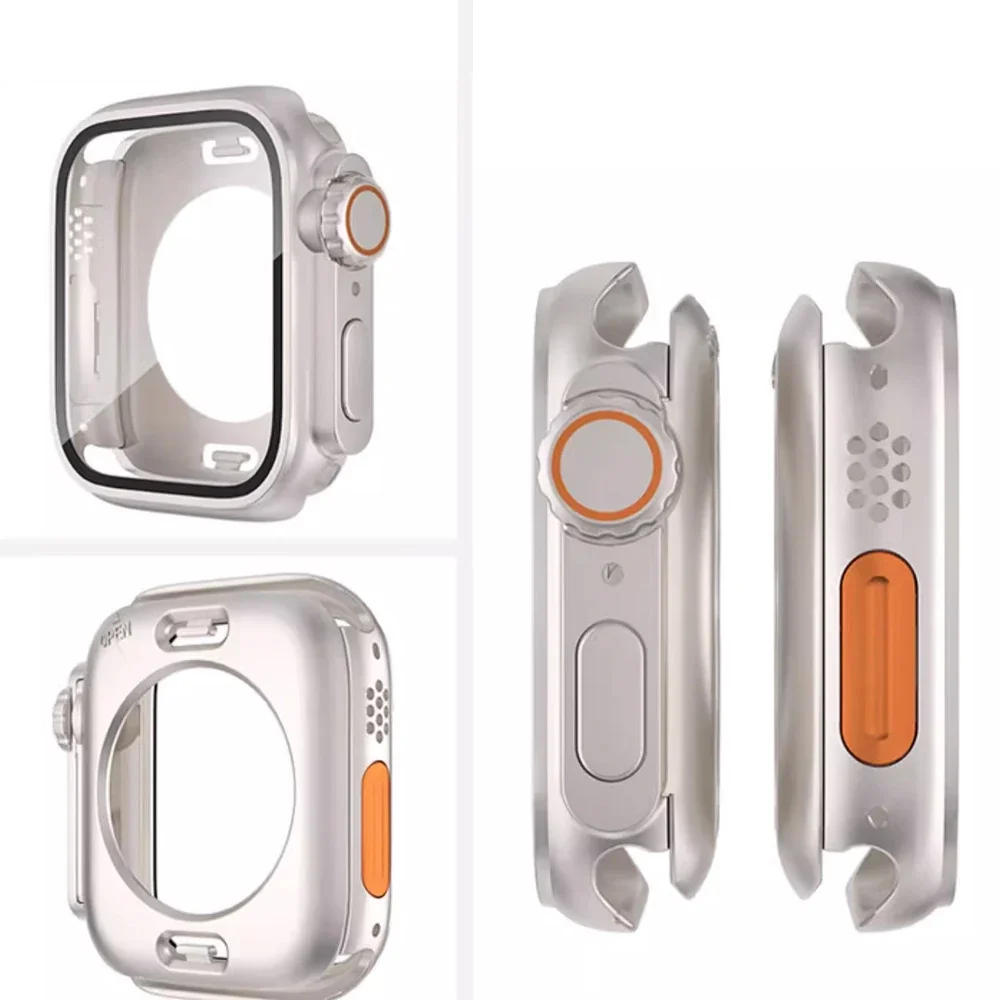 Funda 2 en 1 para Apple Watch 8, 7, 45mm, 44mm, 41mm, 40mm, Protector de pantalla para PC, cubierta frontal y trasera para iWatch 6, 5, 4, SE,