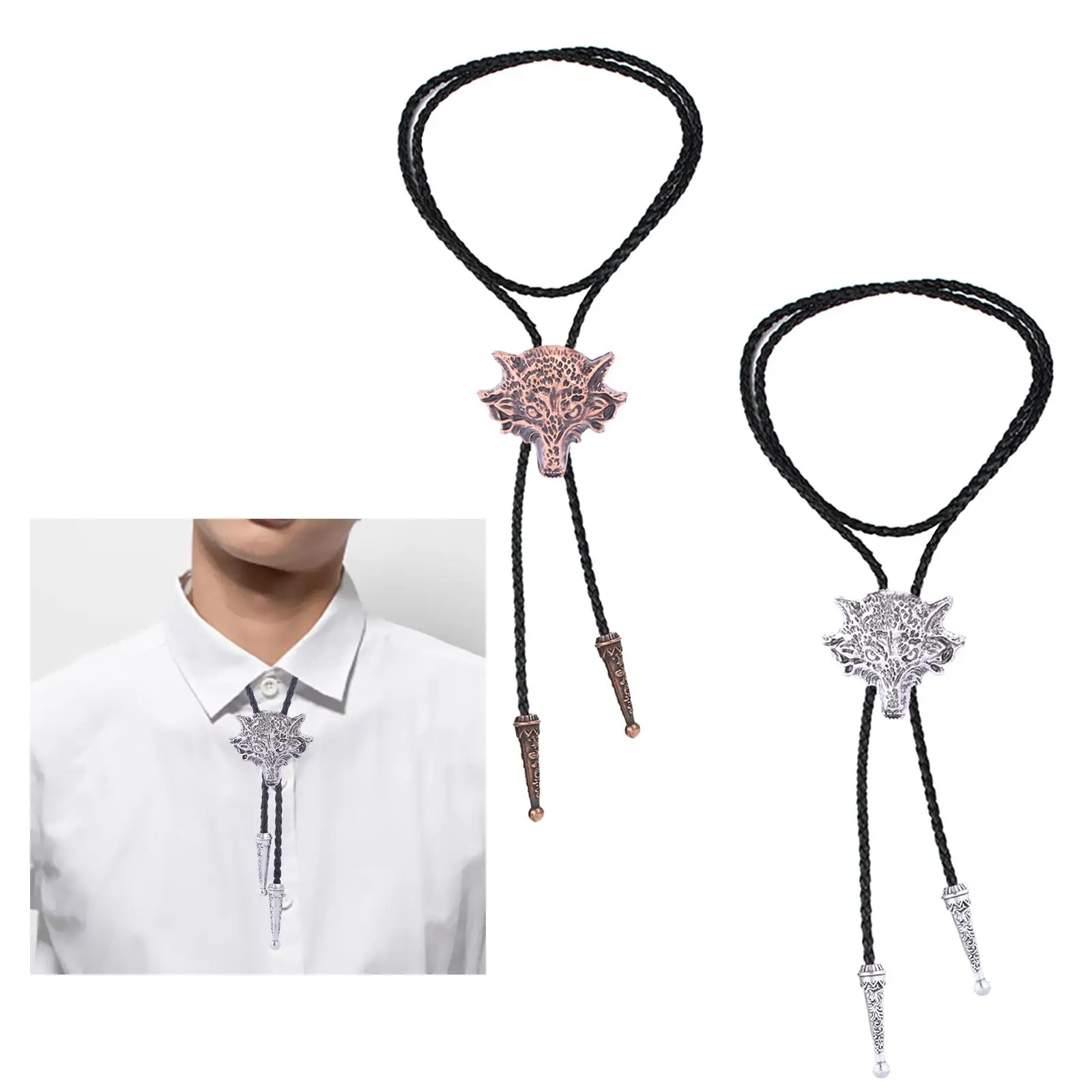 Wolf Bolo Tie for Western Cowboy, Gravata Pingente, Vestuário Acessório, Jóias