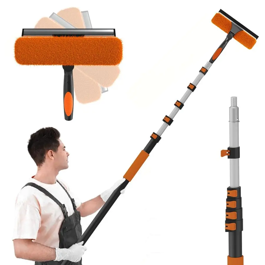 

Reach 2in1 Window Squeegee, Professional Window Washing Kit with 524FT Extension Pole for Home, Indoor Outdoor Squeegee with Rot