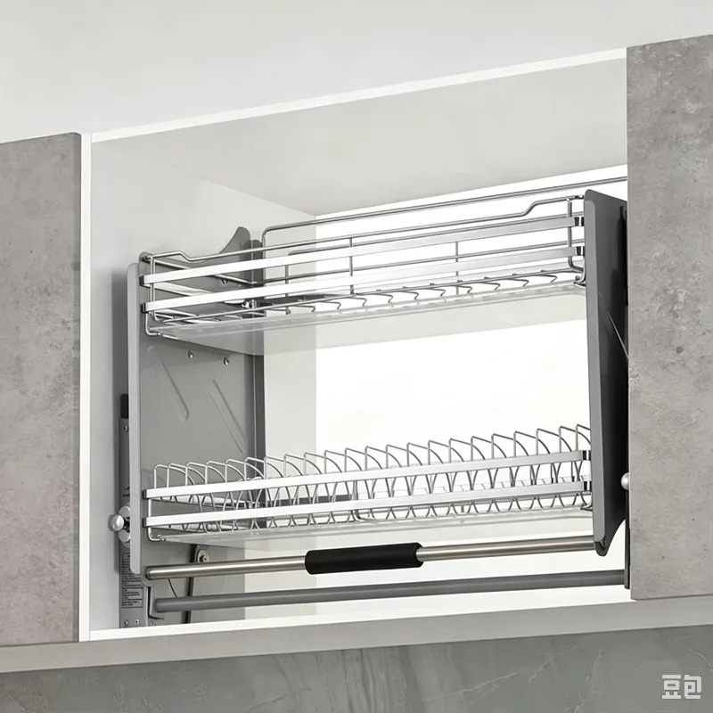 Pull Down Basket Kitchen Wall Cabinet Storage Hardware Elevator Basket 600/700/800/900mm Lift Dish Drain Rack D51131
