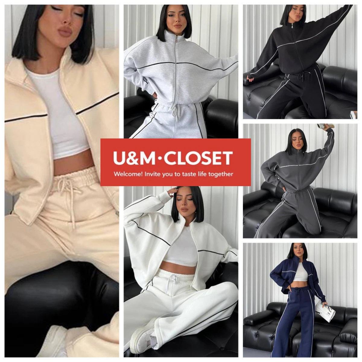 

2 предмета, новый стиль 2025 года, европейский и американский кардиган с длинными рукавами и полувысоким воротником, толстовка с поясом, повседневный комплект в полоску