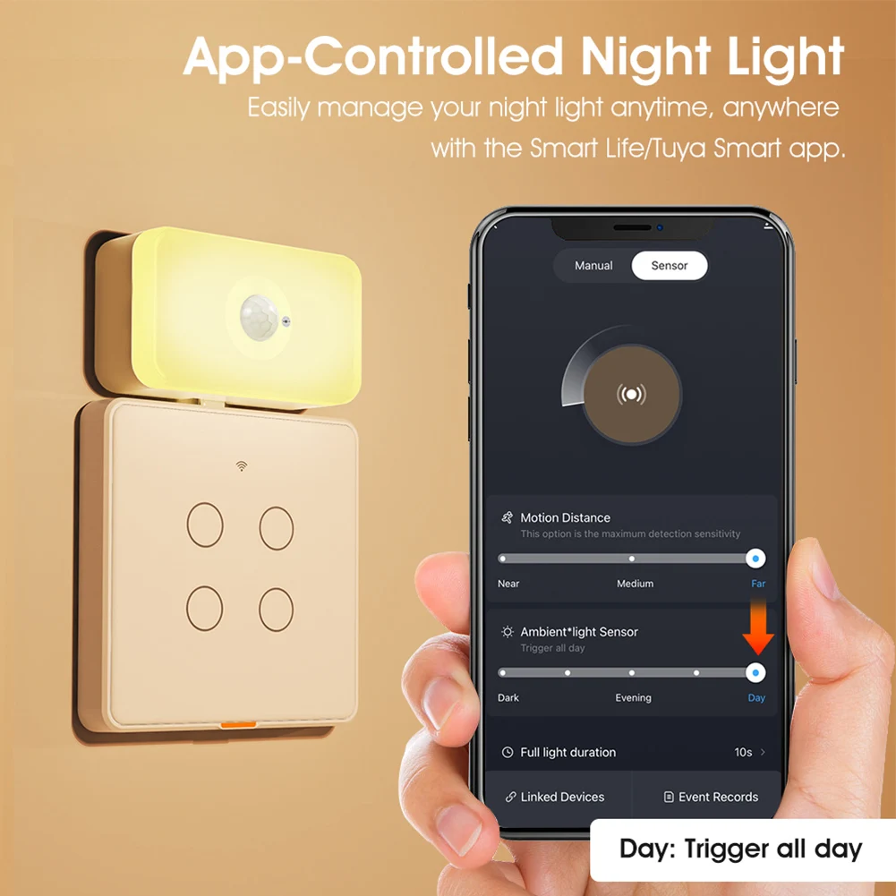 Tuya WIFI PIR Sensore di movimento Rilevamento del corpo umano Smart LED App di rilevamento della luce notturna Voice Smart Life Funziona con Alexa GoogleHome