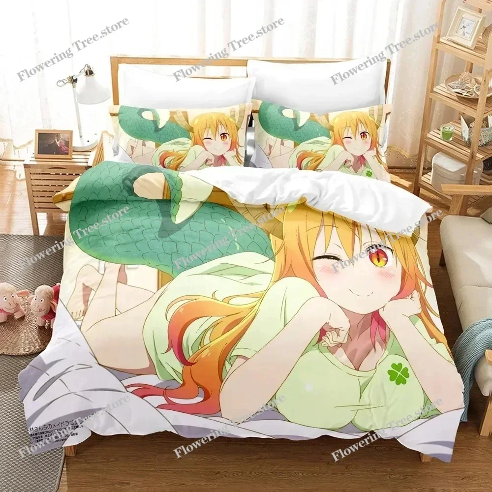 

3D Printed Anime Miss Kobayashis Dragon Maid Kanna Bedding Set Boys Girls Twin Queen Size Duvet Cover Pillowcase Bed Kids Adult