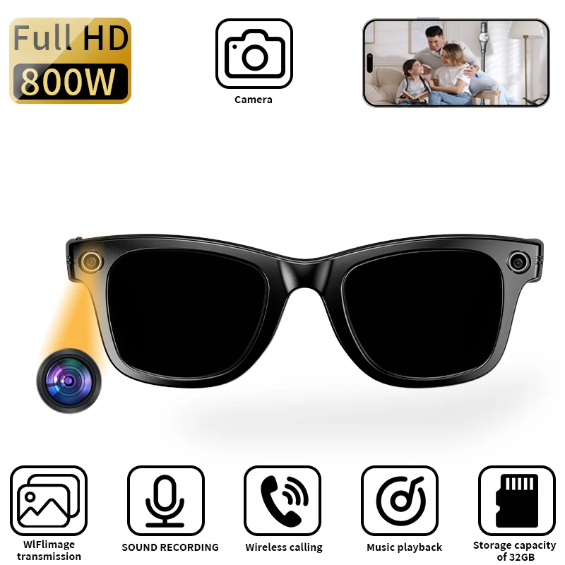 

LIGE Smart Glasses 8MP HD Camera Video Recording Smart Voice Assistant Call Noise Reduction AI Glasses Intelligent Translation