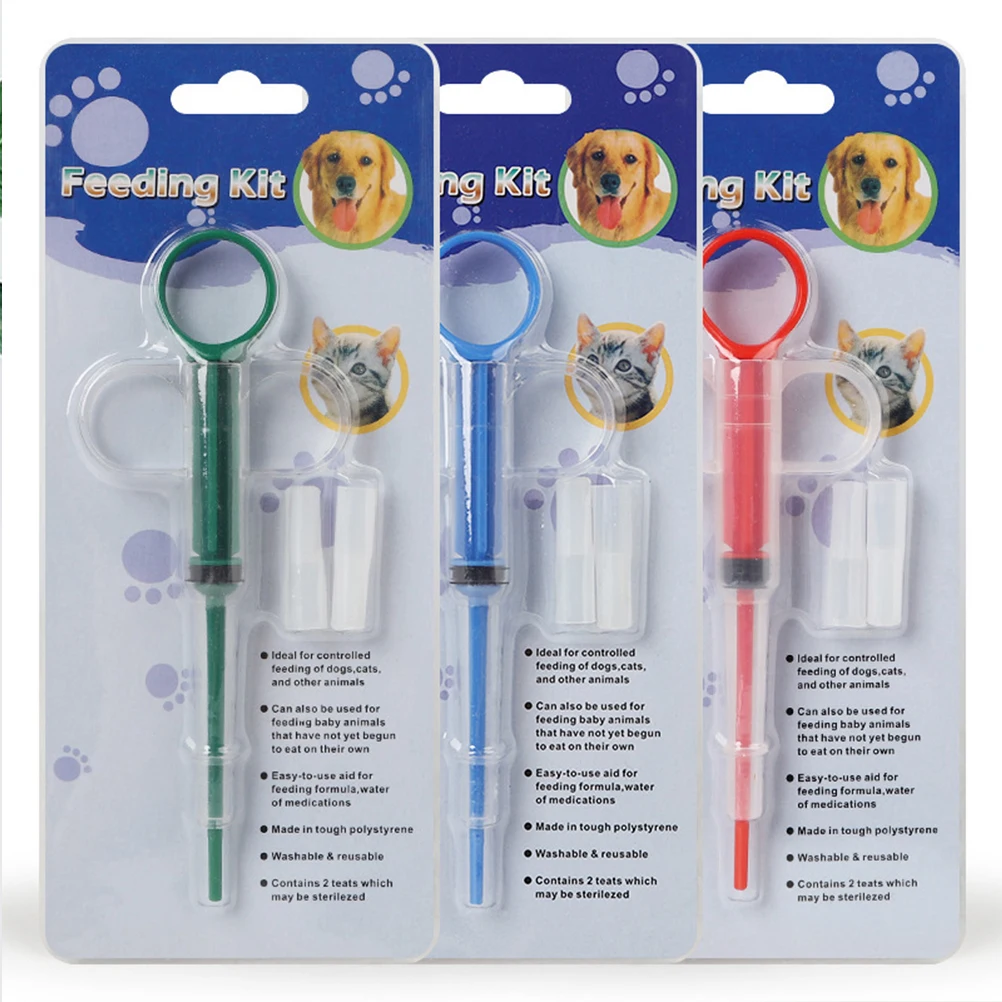 

3PCS Push Type Pet Feeding Pet Medicine Feeder Portable Needle Tube Pet Medicine Feeder Eco-friendly Pet Feeding Pill T