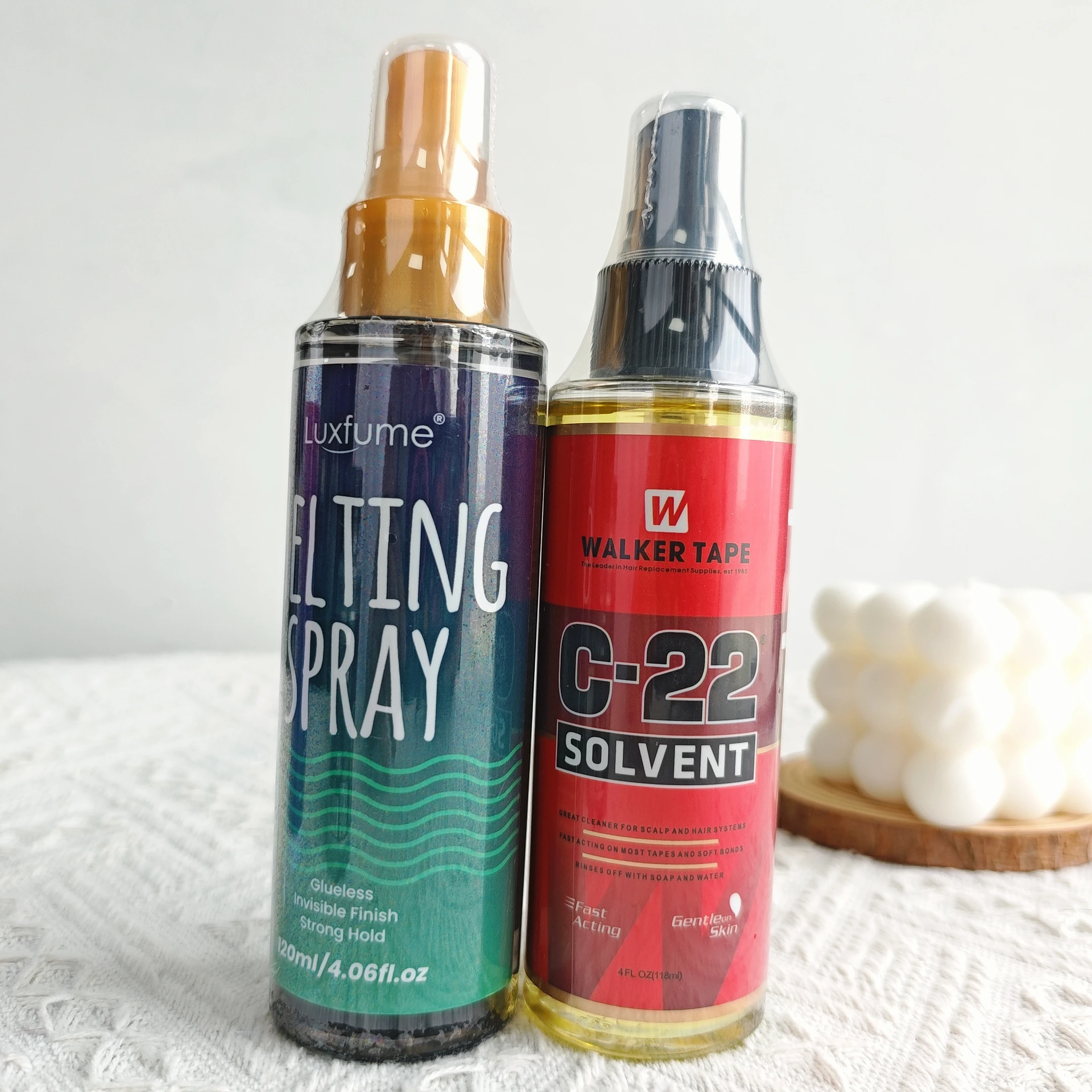 طقم صيانة الشعر المستعار للعناية بالزيت، لاصق رذاذ قوي للغاية، مزيل C22 غير مرئي، دانتيل للتحكم في الحافة الأمامية