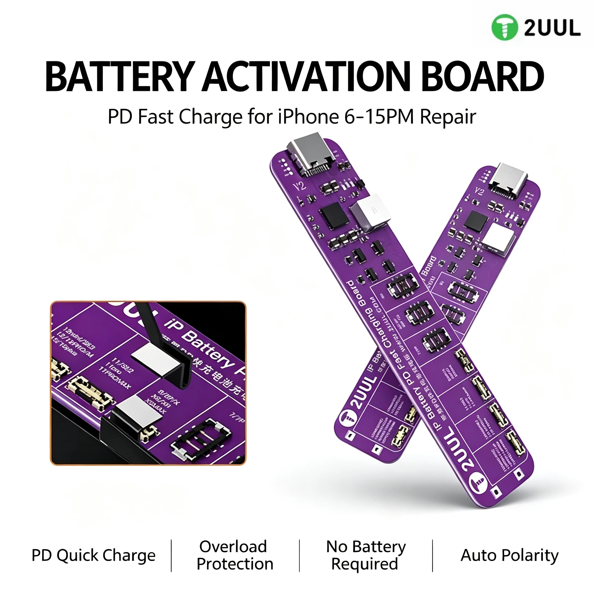 2UUL BT01 Battery Activation PD Fast Charging Board For IPHone 6-15 Pro Max No Need Disassemble Battery Activate Repair Tool ﻿
