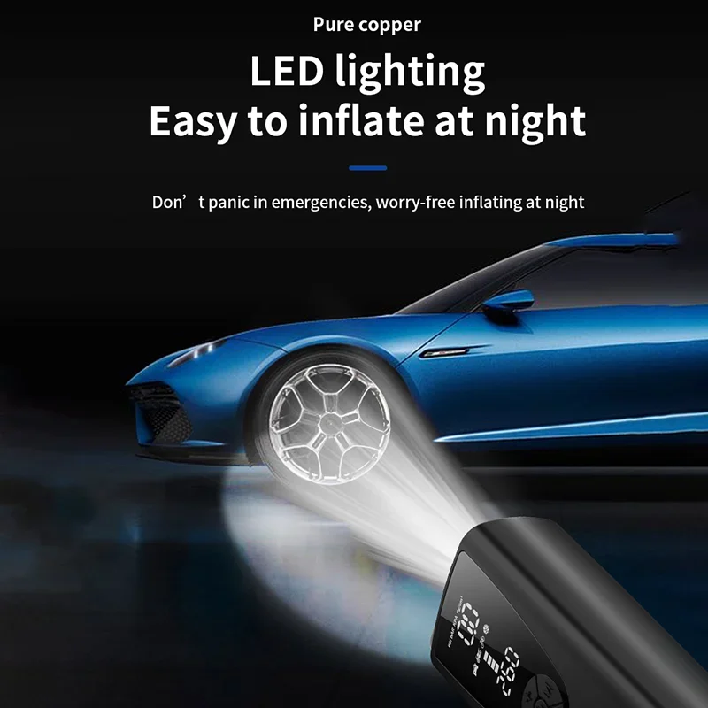 مضخة هواء سيارة لاسلكية ضاغط هواء محمول لسيارة دراجة نارية دراجة الكرة 150PSI منفاخ إطارات كهربائي مع شاشة ديجيتال #2