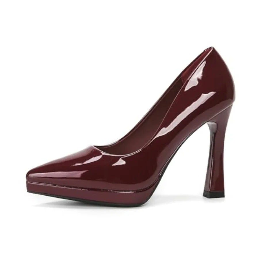 

Women's Patent Leather Platform Stiletto Pumps Sexy Closed Pointed Toe Slip On Comfortable High Heels Sandals for Party Wedding