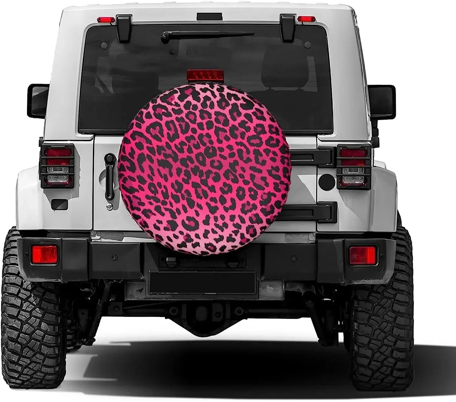 Pink Leopard Print Spare Tire Cover Waterproof Dust-Proof UV Sun Wheel Tire Cover Fit for Trailer RV SUV and Many Vehicle 17 In