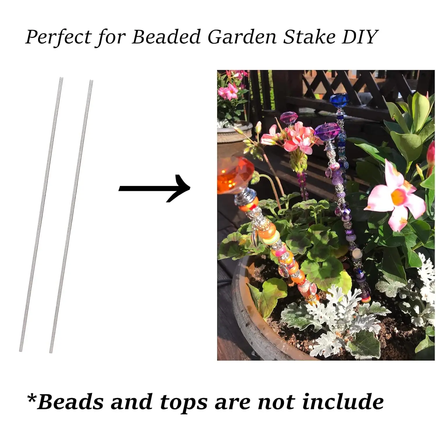 40 pieces of 8/32-inch 4mm threaded rods with 4mm hexagonal nuts, stainless steel threaded rod poles, used for bead garden posts, plant posts, sturdy poles, DIY fairy sticks
