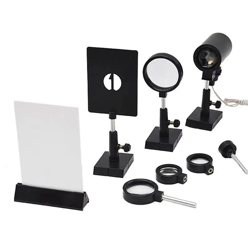 DT19-Optical Experiment Set Plano Convex Lenses Double Convex Lens Candle Holders 3 Set Screen Light Convex Concave Lens