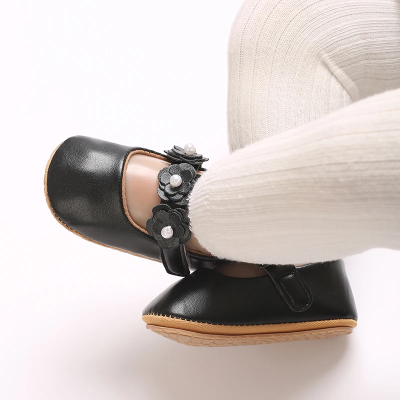 أحذية Suefunskry للفتيات الصغيرات، أحذية مشاية أولى ناعمة من جلد البولي يوريثان غير قابلة للانزلاق للأطفال الصغار #4