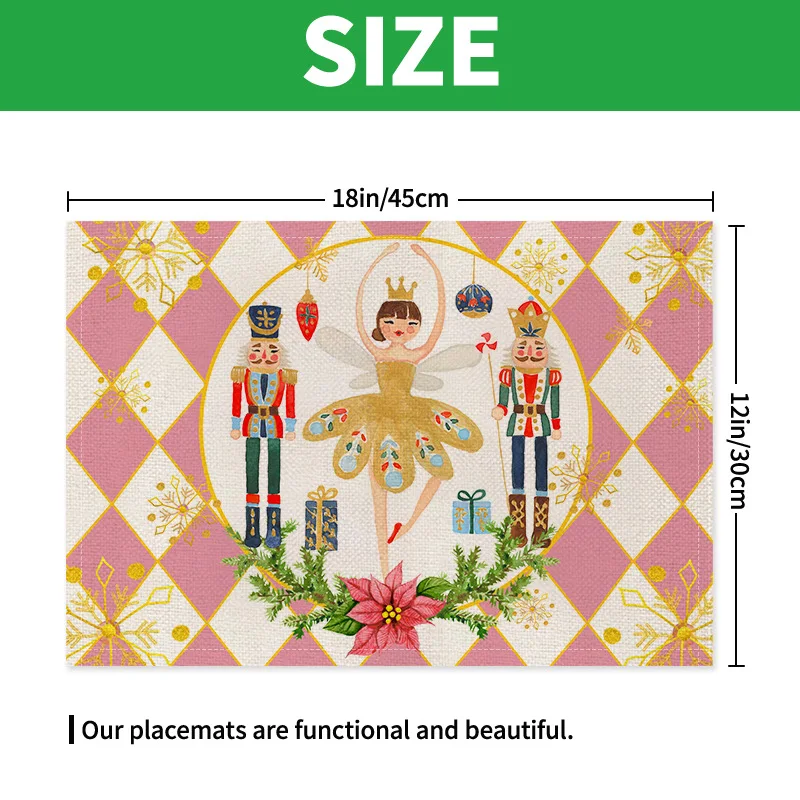 

Amazon's Popular Christmas Placemats, Restaurant Atmosphere Decoration Table Mats, Linen Printed Insulation Mats, Western Food M