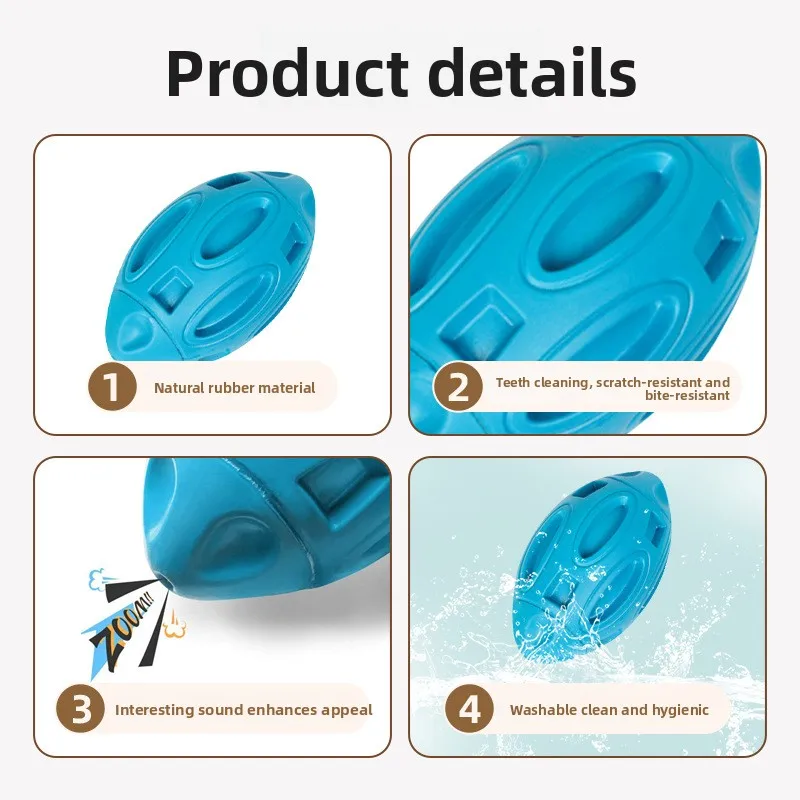 شعبية المطاط الصوت الرجبي عالية الجودة كرة الحيوانات الأليفة طحن الأسنان لدغة مقاومة الكلب لعب الكرة الإمدادات