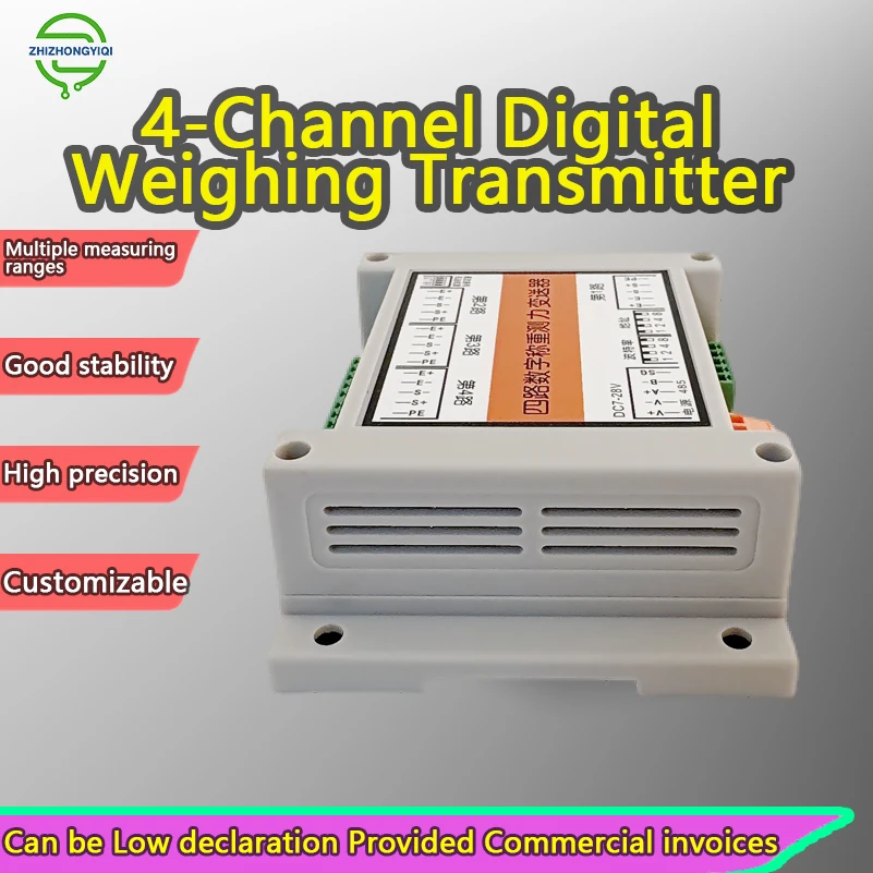 BENGBUZZYQ Multi-Channel Load Cell Digital Transmitter 4 Inputs RS485 Modbus RTU Strain Gauge Sensor Converter Module 10-28VDC