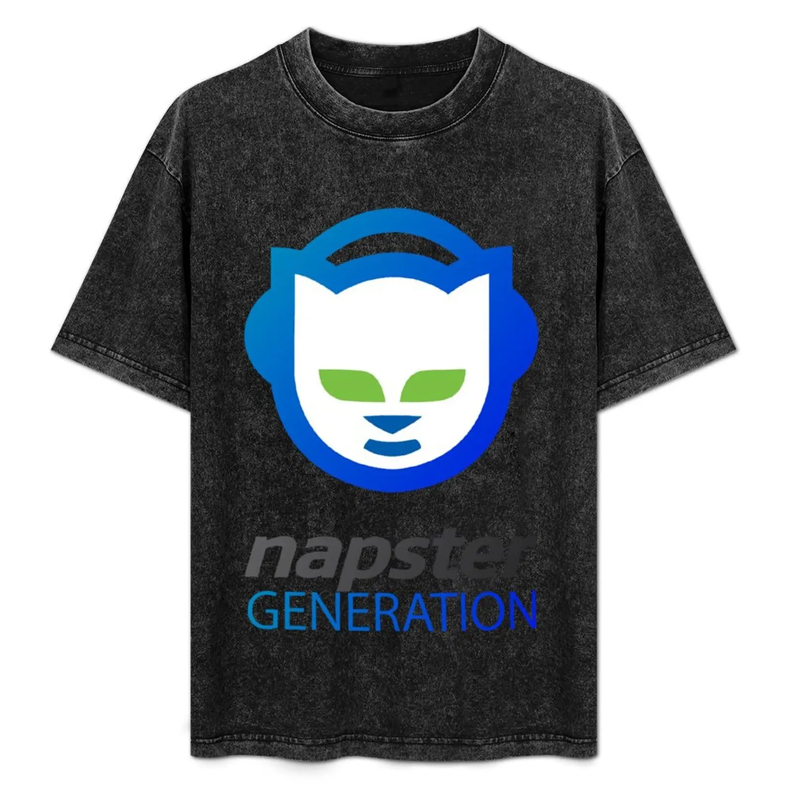 تي شيرت كلاسيكي من Napster Generation، قميص كروسويت للرجال، قمصان رجالي كبيرة الحجم برسوم جرافيك