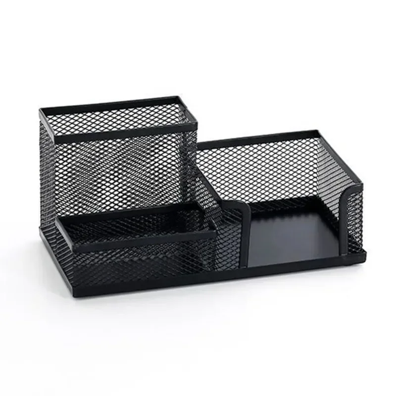 Desk Stationery Organizer Creative Metal Pen Holder Pencil File Storage Rack 3 Grid Storage Box Office Accessories