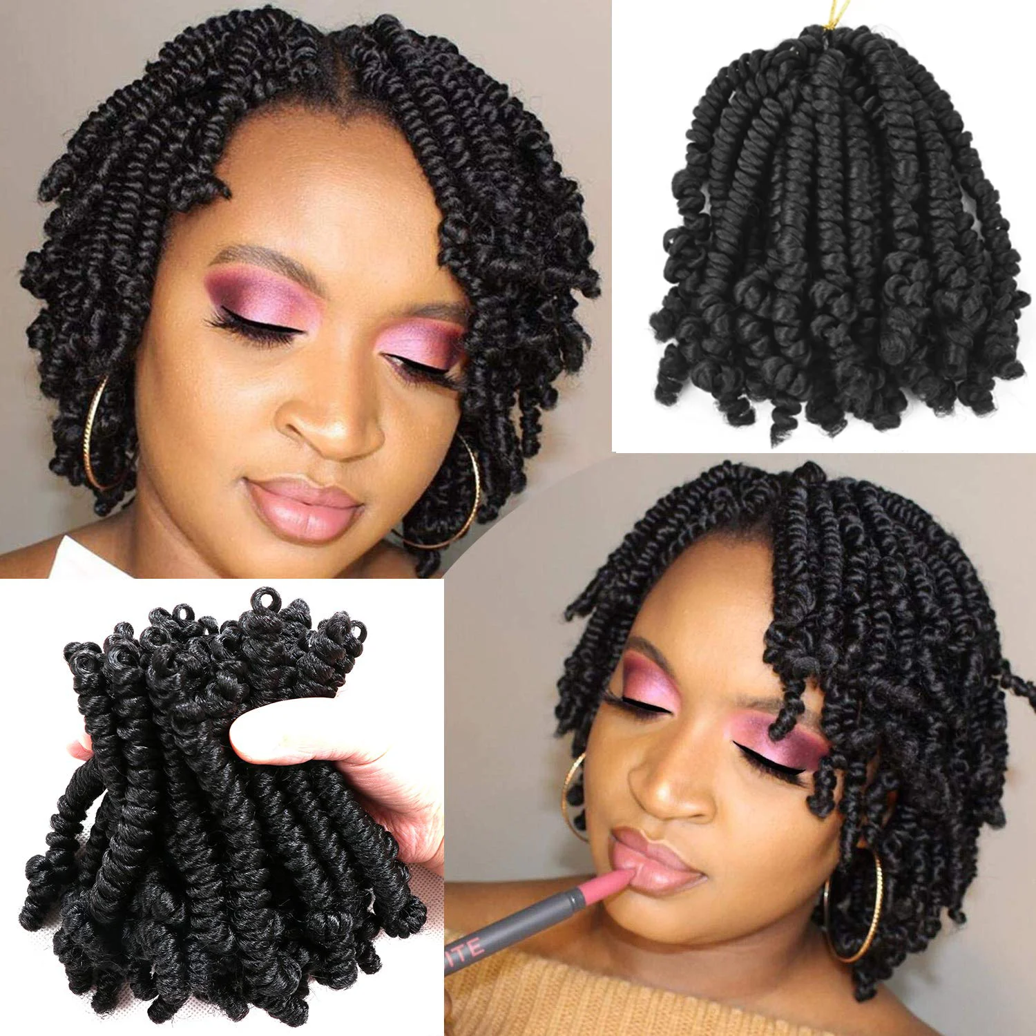 Short Bob Spring Twist Crochet Hair 1Pcs/Lot Synthetic Pretwisted Passion Twist Hair Pre Looped Crochet Braids for Black Women