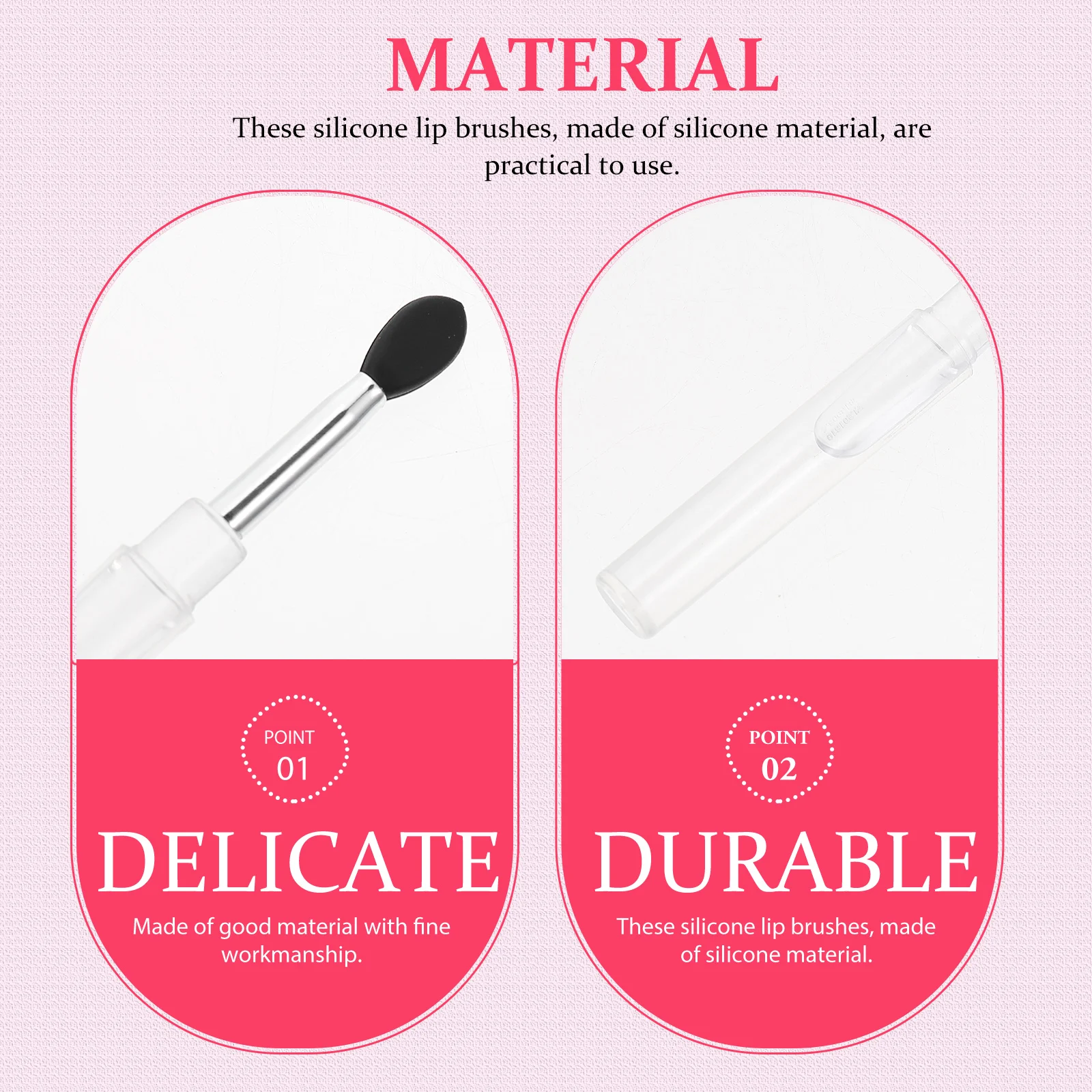 6-delige lippenstift applicatorborstelset Gladde siliconen tips Comfortabele grip voor vrouwen Meisjes Make-up Gebruik Lippenbalsem Oogschaduw