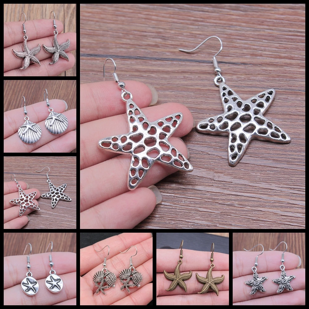 Fashion Handmade Simple Design Marine Style Starfish Earrings Drop Earrings