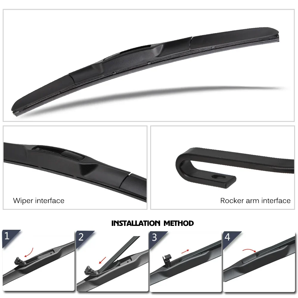 Wiper For Audi TT MK1 MK2 MK3 8N 1998 - 2020 Car Wiper Blades Natural Rubber Fit U Hook/Side Pin/Pinch Tab/Push Button Arm
