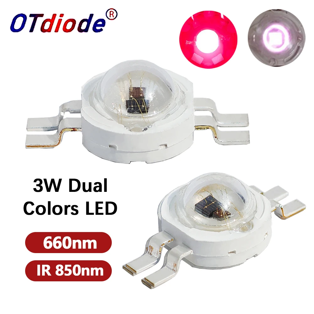 

10 шт. светодиод 2*3 Вт двойной цвет темно-красный 660 нм + инфракрасный ИК 850 нм чип SMD диод COB двухцветный DIY для 3 6 Вт терапевтические световые бусины