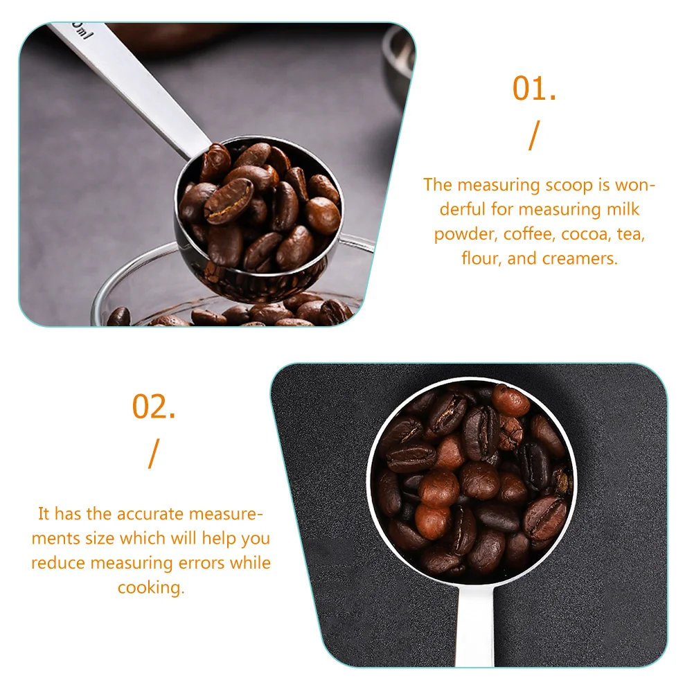 

2pcs Stainless Steel Measuring Scoop For Coffee Powder Milk Tea Kitchen 15Ml 30Ml Baking Spoon Wear-Resistant