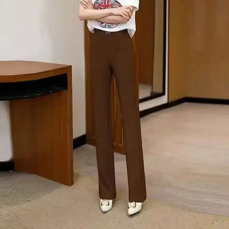 جديد الصيف عالية الخصر رقيقة السيدات مايكرو مضيئة السراويل بسيطة عادية ثنى التخسيس مايكرو مضيئة السراويل النسائية السراويل الطويلة #3