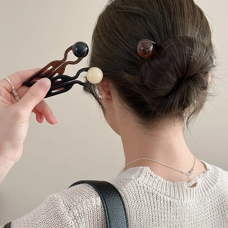 

Metal Round Bead Hair Stick Vintage High Quality for Bun Updo Daily Home Party
