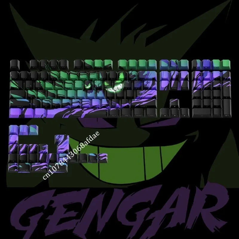 Darken новейшие колпачки для клавиш Gengar Pokemon аниме с боковой фронтальной гравировкой, полупрозрачная сублимационная механическая клавиатура из Pbt, индивидуальные клавиши