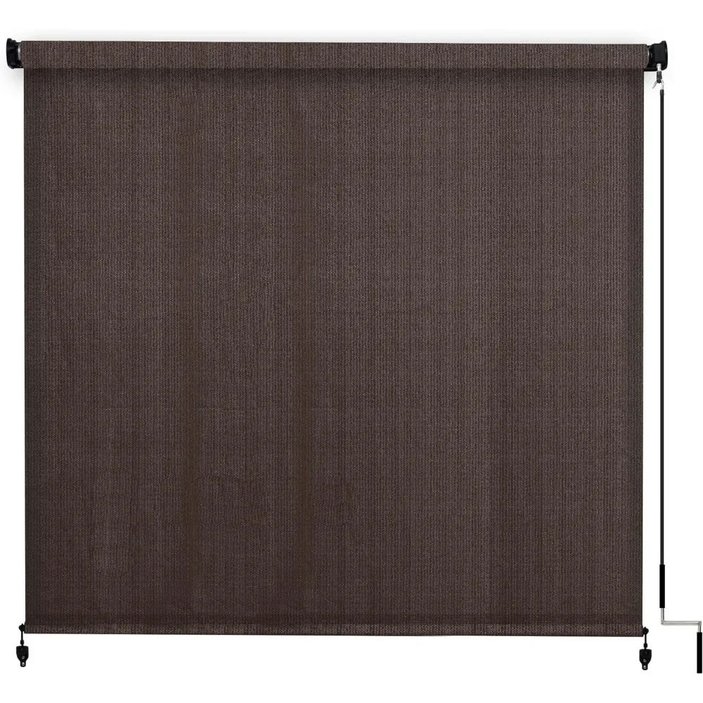 Outdoor indoor Roller Shade, Patio Cordless Blinds Roll Up Shade 8x8FT, Good shading performance，Chocolate，