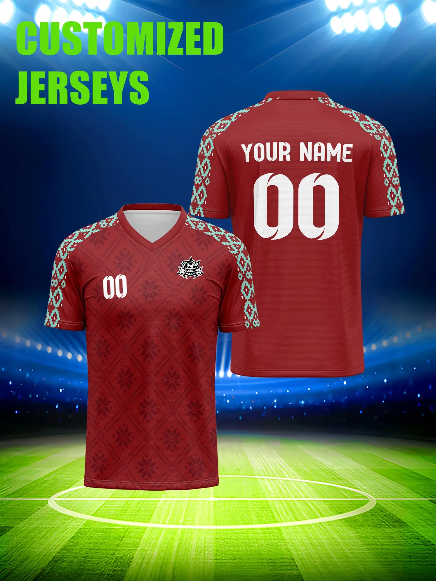 

Футболка для футбола с индивидуальным изображением, номером и именем, комплектная форма для семьи, друзей и команды.