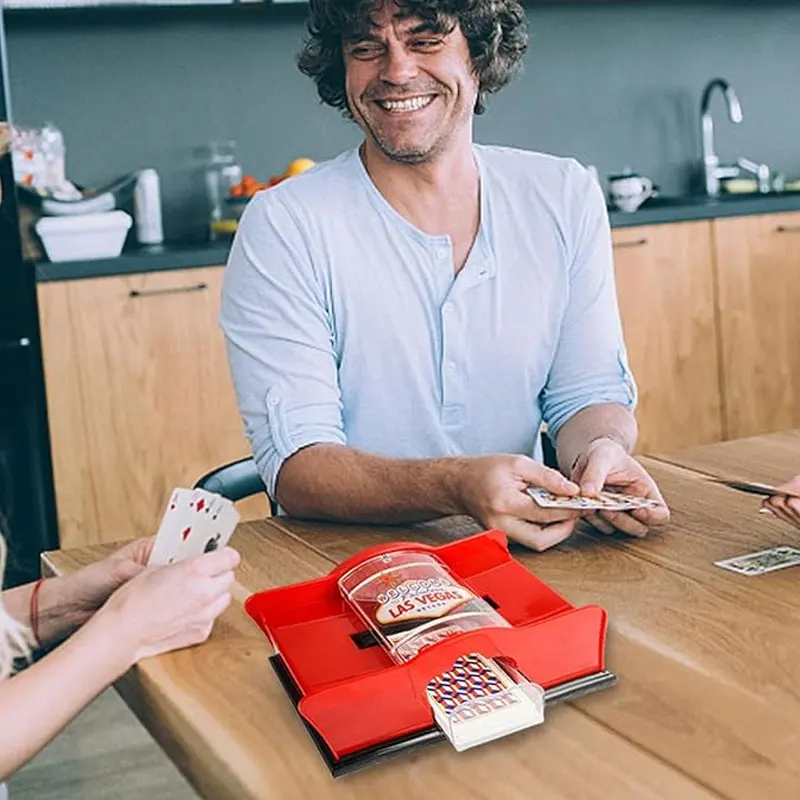 Manueller Kartenmischer 2-Deck mit Handkurbel, Kartenmischer für Blackjack, Poker, Spielkarten-Händler, Maschine, manuelles Kartenmi