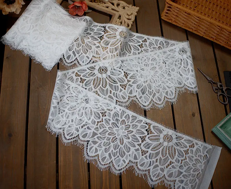 3meters long, 15cm wide, white eyelashes lace, high-end clothing accessories, cheongsam, skirt, baby clothes, decorative cloth