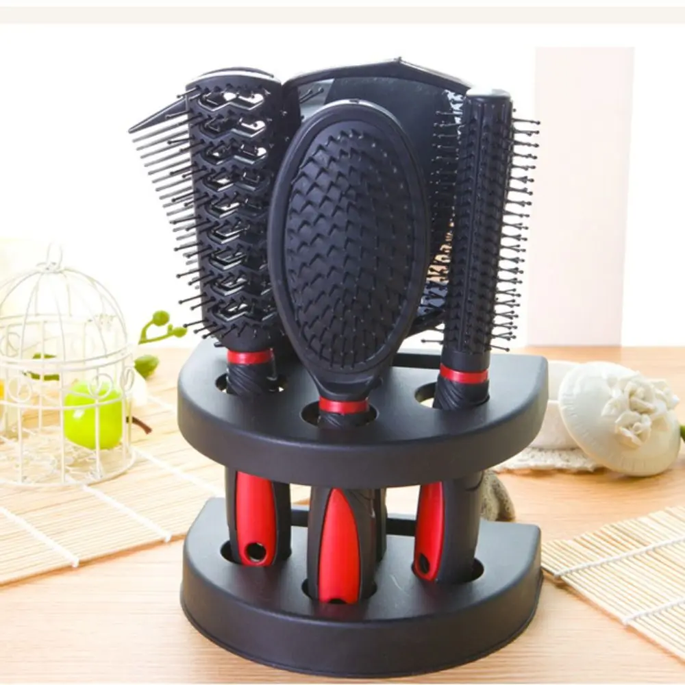 

5pcs/set Professional Massager Comb Mirror Set Anti-static Soft Makeup Mirror Hairbrush Set Durable Anti-slip