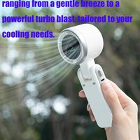 Portable Foldable Handheld Turbine Fan 180° Adjustable USB Rechargeable Handheld Small Fan 5 Wind Speed Ultra-Long Battery Life