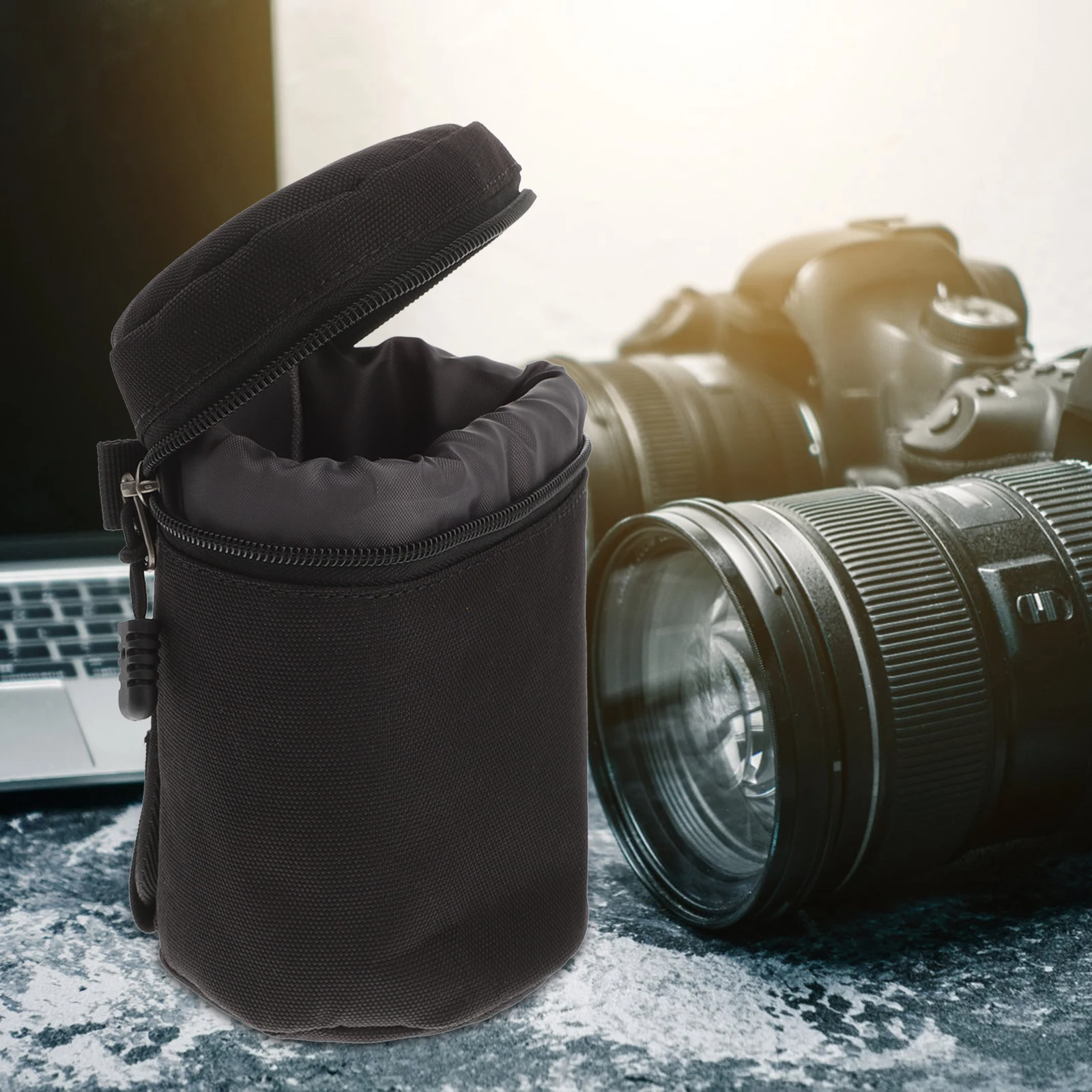 

Lens Pouch Premium PU Material Lightweight Compact Camera Lens Bag 600D Imported Nylon Case for Drop Shock for Photographer