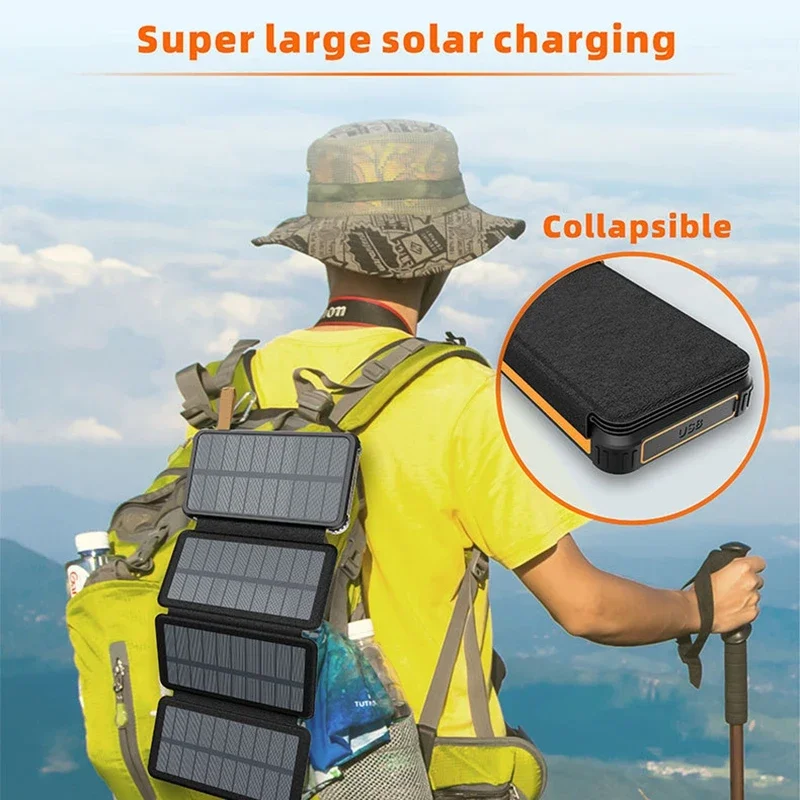 

Oneplus Solar Power Bank 200000 мАч Быстрая солнечная зарядка с 4 солнечной панелью Внешняя батарея Наружное резервное питание для Iphone Xiaomi