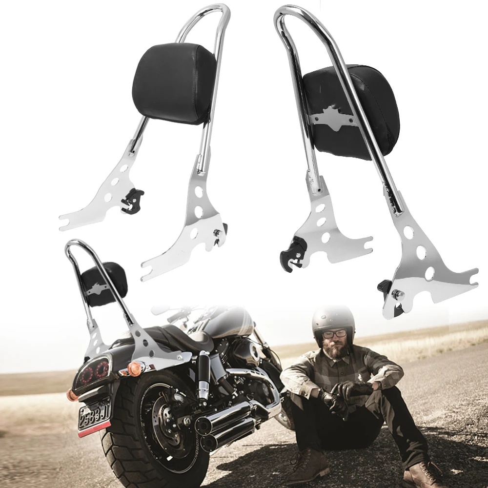 

For Harley Sportster XL 883C 883R 1200R 1200C XLH Motorcycle Black Detachable Sissy Bar Rear Passenger Backrest Cushion Pad