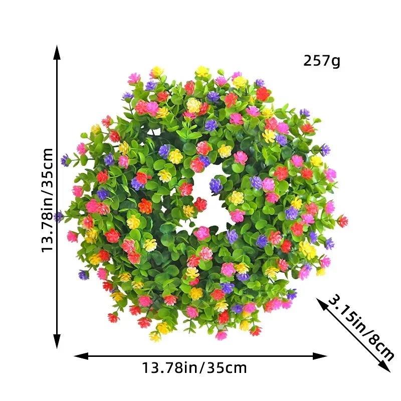 Flower Wreath Spring Simulation Flower Festival Decoration Flower Wreath Garden Hanging Decoration Door Ring Door Hanging