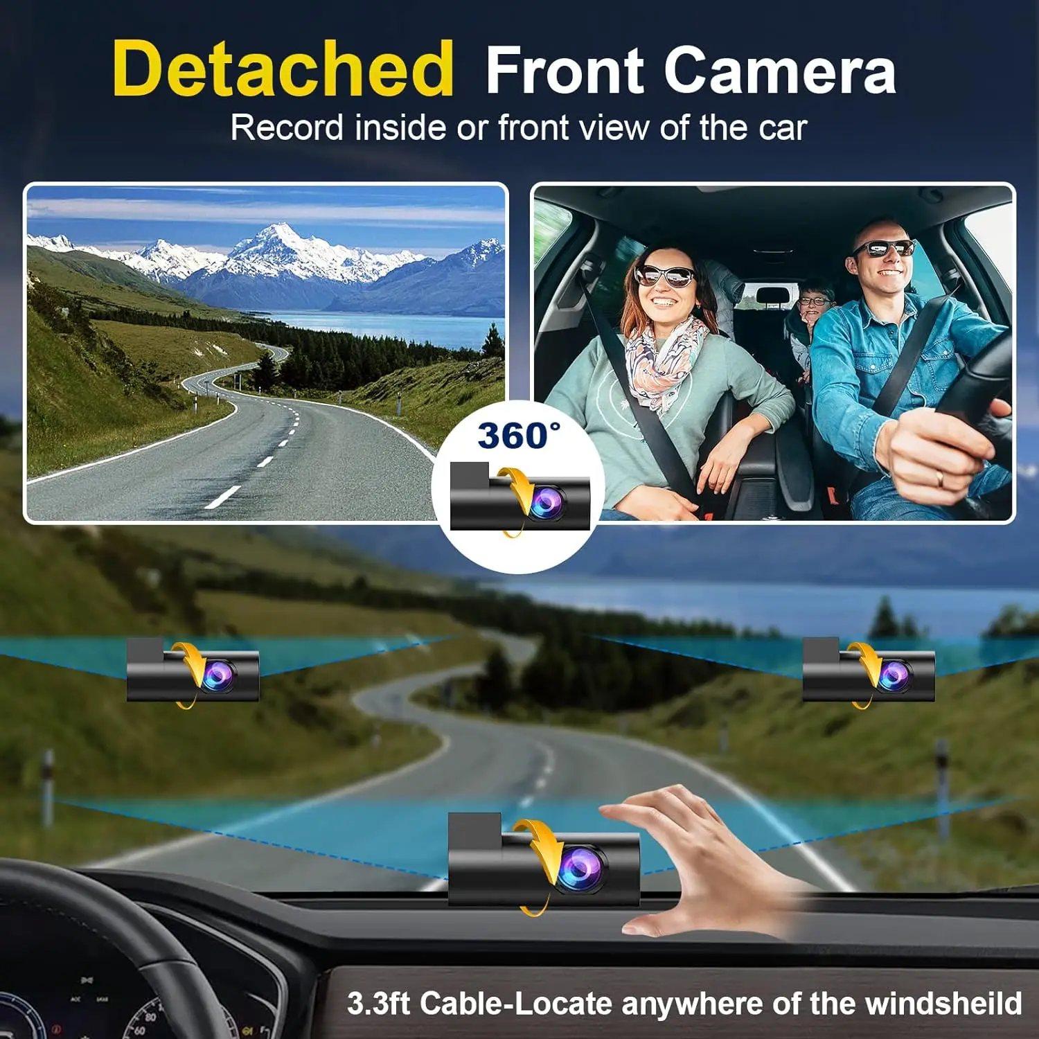 KQQ 2.5K Dash Cam 12\'\' Touch Screen Mirror Car Recorder Mirror Dvr with Reverse Camera Support 24H Parking Monitor Night Vision