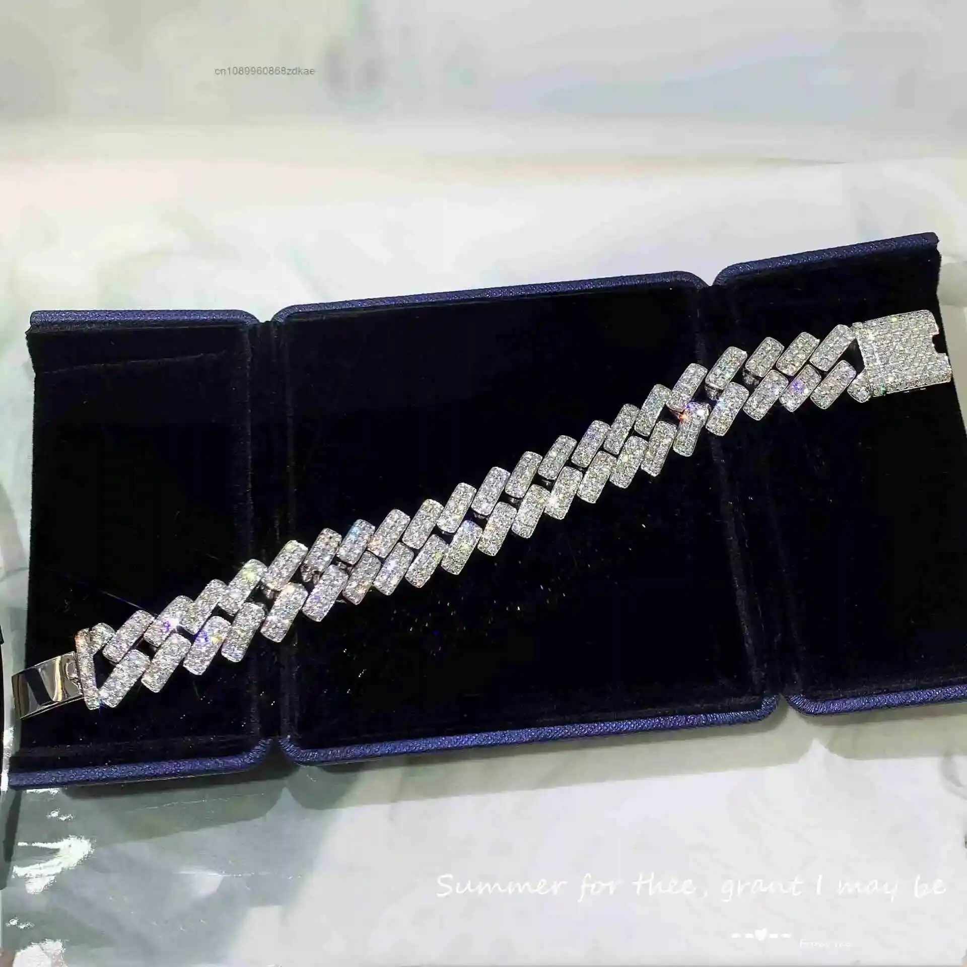 Fashion Moissanite Cuban Chain for Men 925 Silver 8mm 10mm 12mm 15mm DEF VVS Moissanite Charm Hip Hop Chain for Men Women..