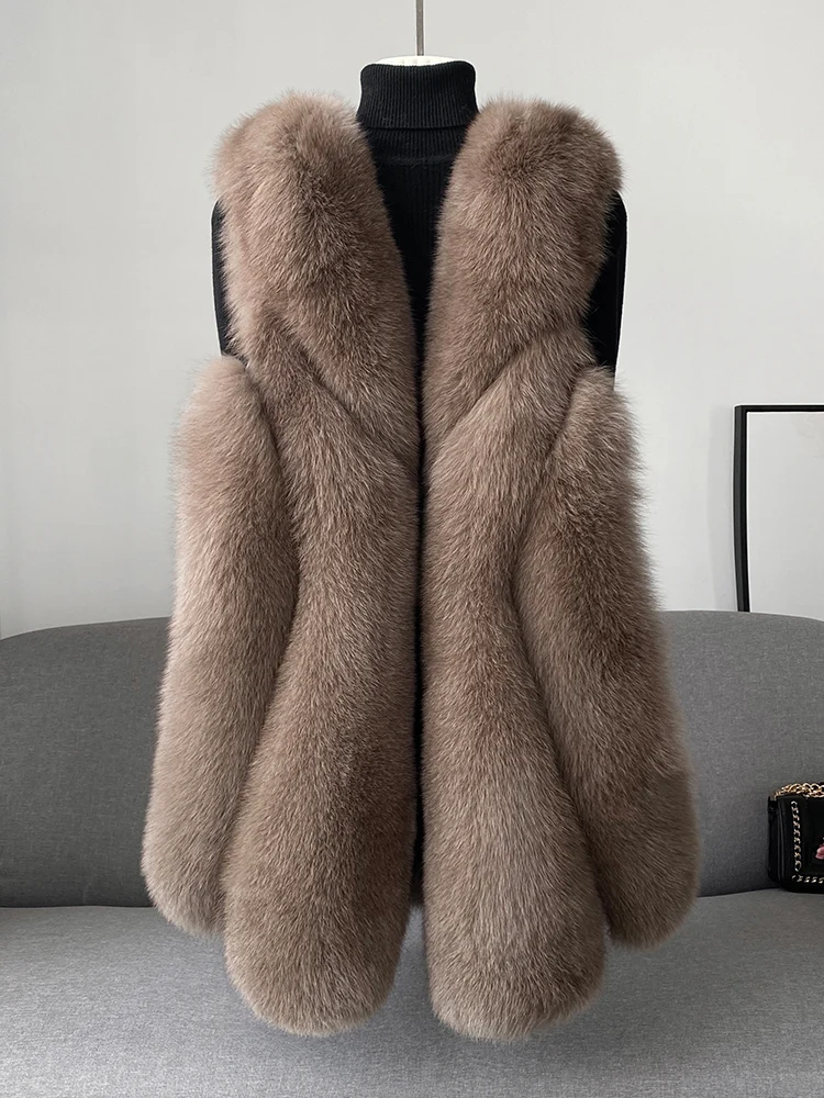 2024 Real Fur Coat Natural Fox Fur Vest Women Winter Thick Warm Coat Hot Selling Luxury Female Jackets Outerwear Free Shipping