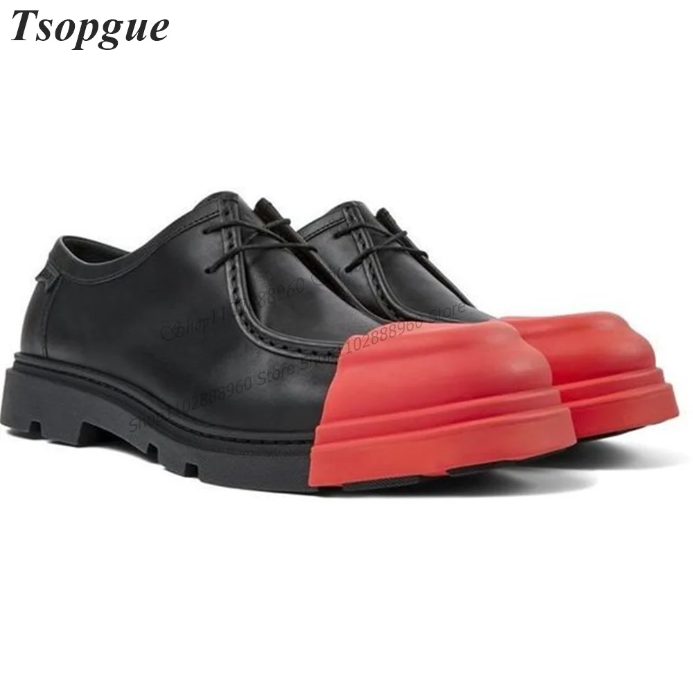 

Cross-Tied Black Red Matte Leather Patchwork Men's Pumps Men Dress Shoes Slip-On Runway Casual Party Shoes 2023 Zapatillas Mujer