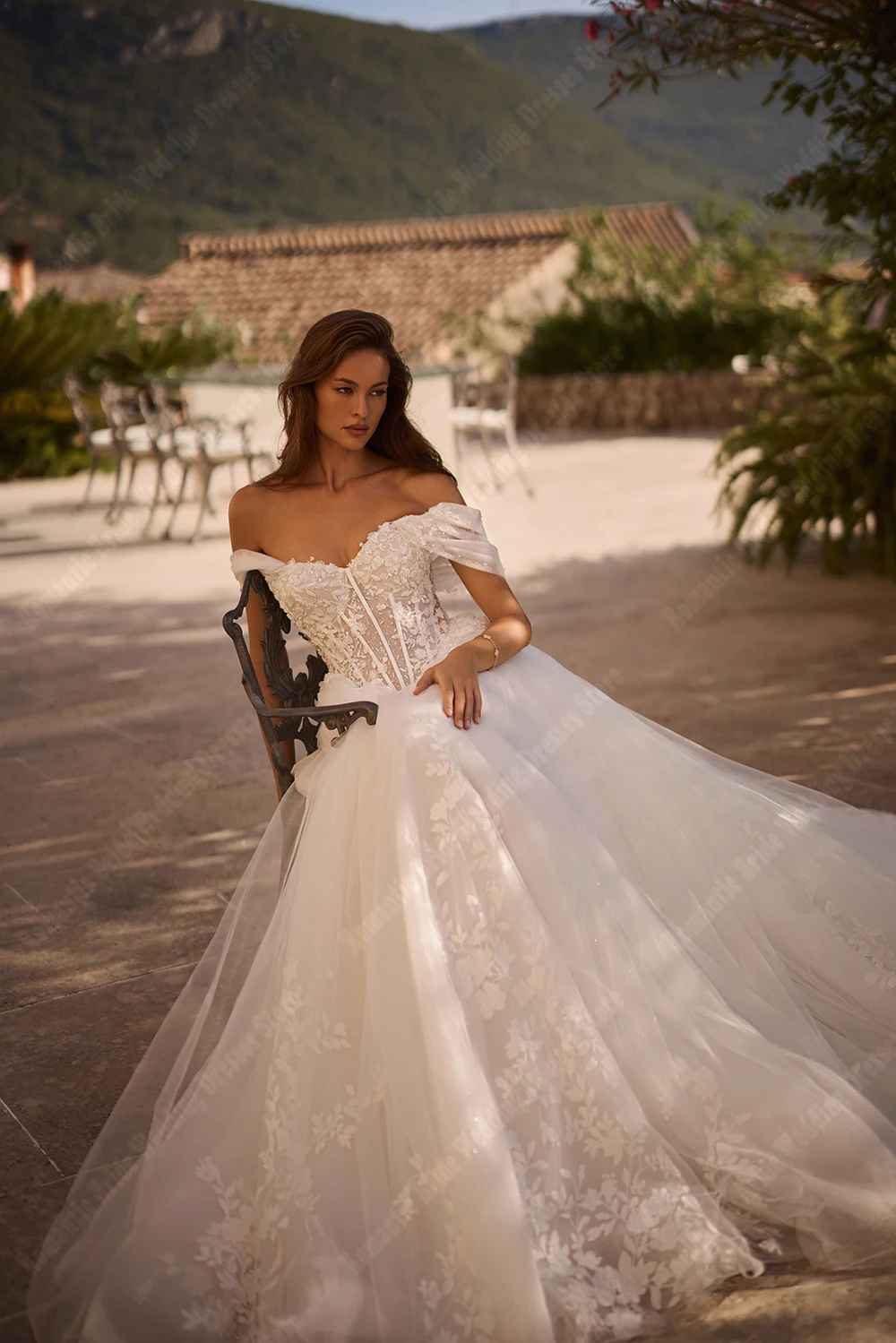 

Off The Shoulder Wedding Dresses For Women Boho Lace Appliques A-Line Bridal Gowns Princess Party Vestidos De Novias Customized