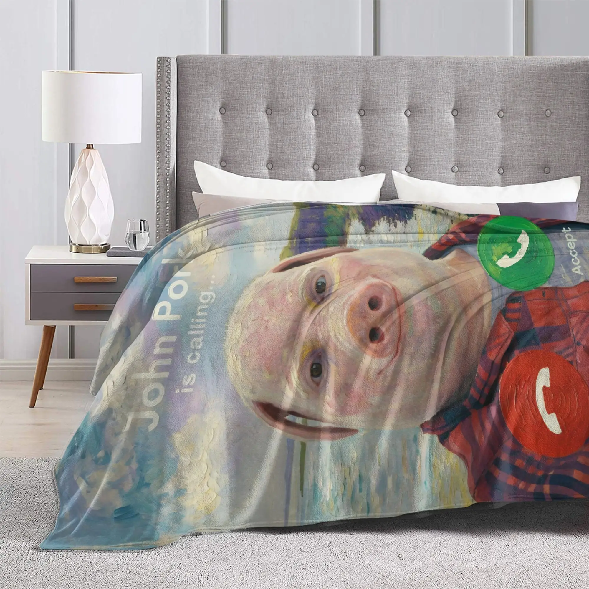 John Pork is Calling Blanket Flannel Monets 1880 Super Warm Throw Blanket for Bedding Couch Bed Rug