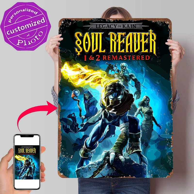 Legacy of Kain Soul Reaver 1 & 2 Printed Poster Customized Wall Art Retro Vintage Metal Tin Signs for Bathroom Decor Room House