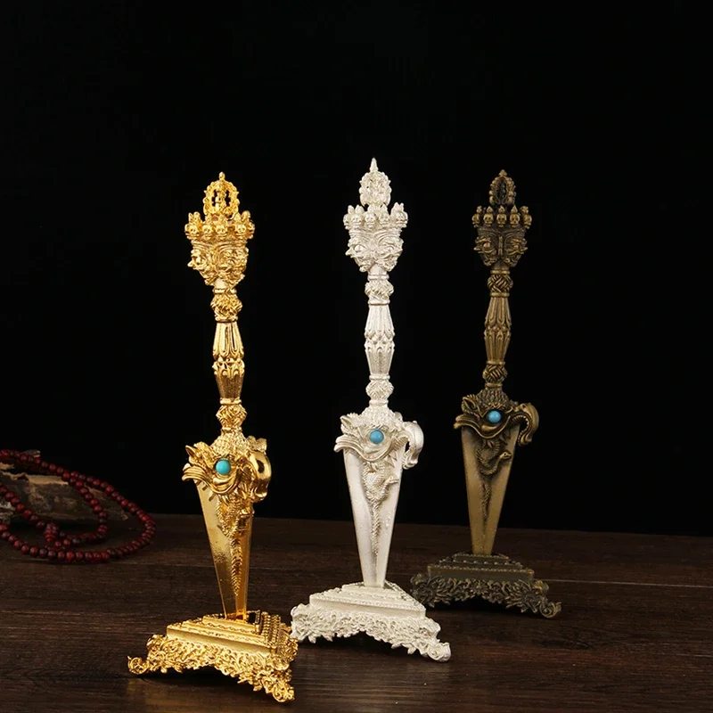 

1 шт., металлический орнамент из Пхурпы, аксессуары для тибетских буддийских артефактов, украшение фэн-шуй, украшения для рабочего стола в зале Будды