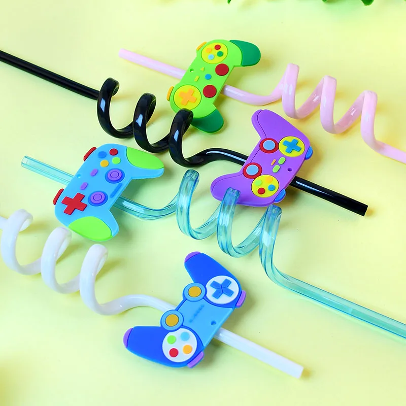 12pcs video game-themed party straws, perfect for holiday parties, birthday parties, wedding parties, and decorations